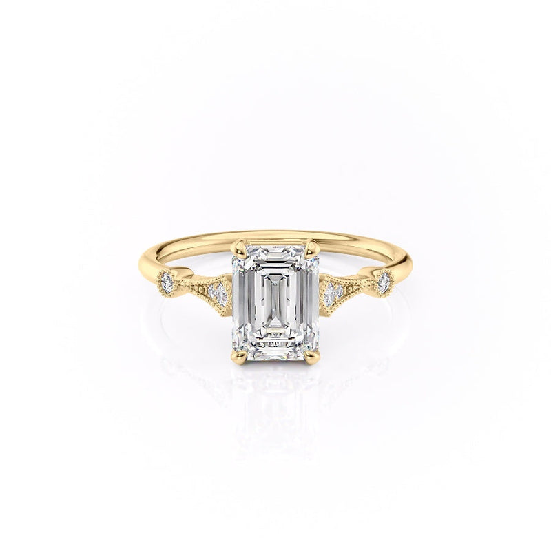 Emerald Cut Moissanite Vintage Design