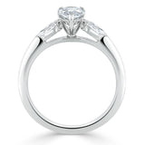 Pear Cut Moissanite Engagement Ring, Classic 3 Stone