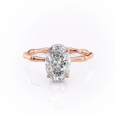 OVAL CUT MOISSANITE RING WITH HIDDEN HALO