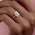 Emerald Cut Moissanite Ring, Hidden Halo Design