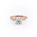 Round Cut Moissanite With Hidden Halo And Side Stones
