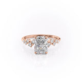 Radiant Cut Moissanite With Hidden Halo And Side Stones