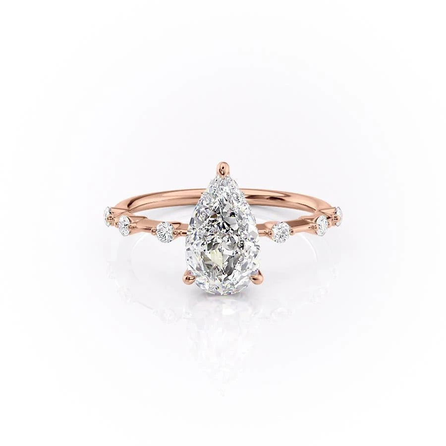 Pear Cut Moissanite With Stone Set Shoulders