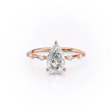 Pear Cut Moissanite With Stone Set Shoulders