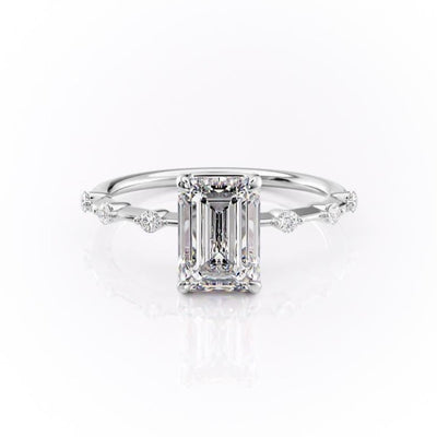 EMERALD CUT MOISSANITE RING - DELICATE VINTAGE STYLE