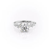Round Cut Moissanite With Hidden Halo And Side Stones