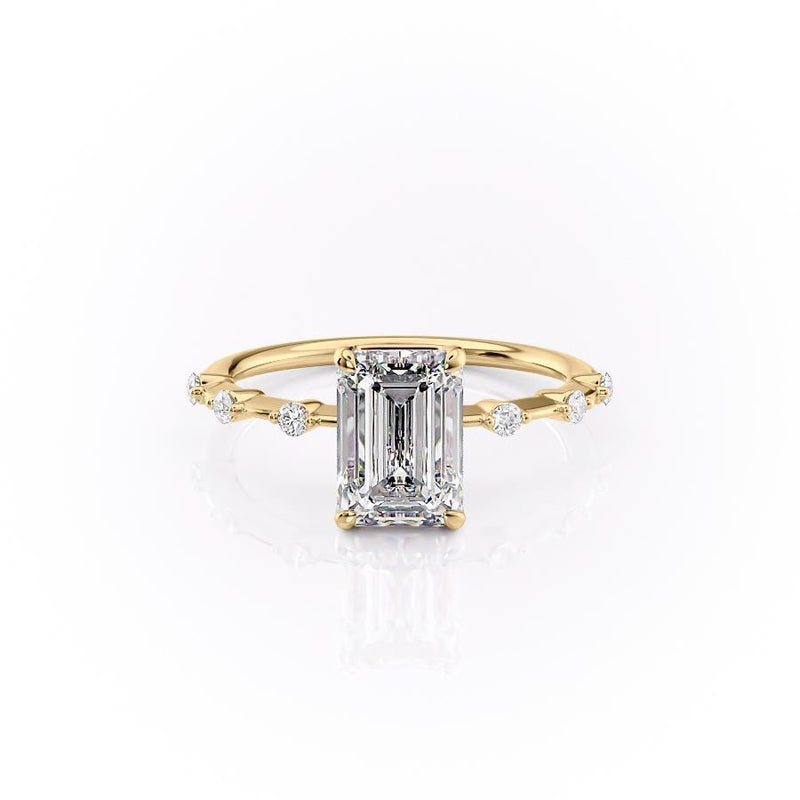 EMERALD CUT MOISSANITE RING - DELICATE VINTAGE STYLE