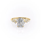 Radiant Cut Moissanite With Hidden Halo And Side Stones