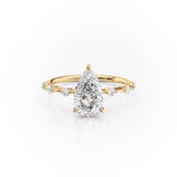 Pear Cut Moissanite With Stone Set Shoulders