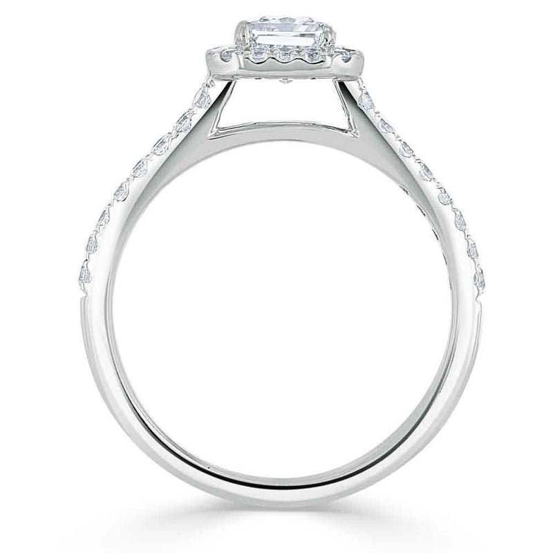 Radiant Cut Moissanite Halo Engagement Ring, Classic Style