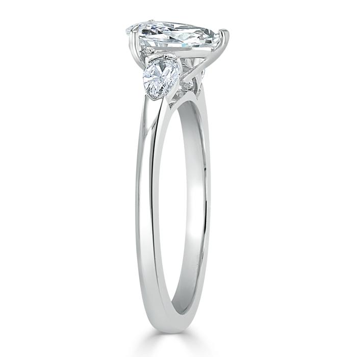 Pear Cut Moissanite Engagement Ring, Classic 3 Stone