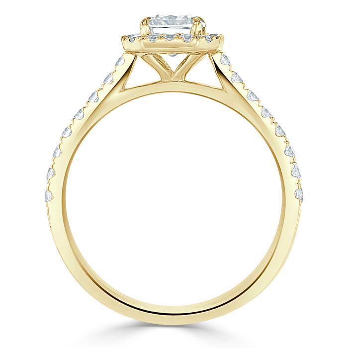 Radiant Cut Moissanite Halo Engagement Ring, Classic Style