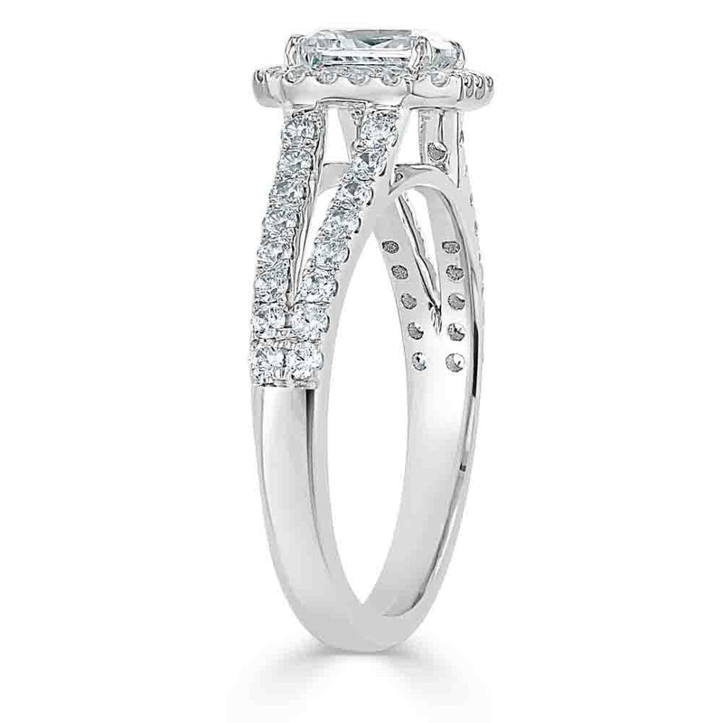 Radiant Cut Moissanite Halo Engagement Ring, Classic Style