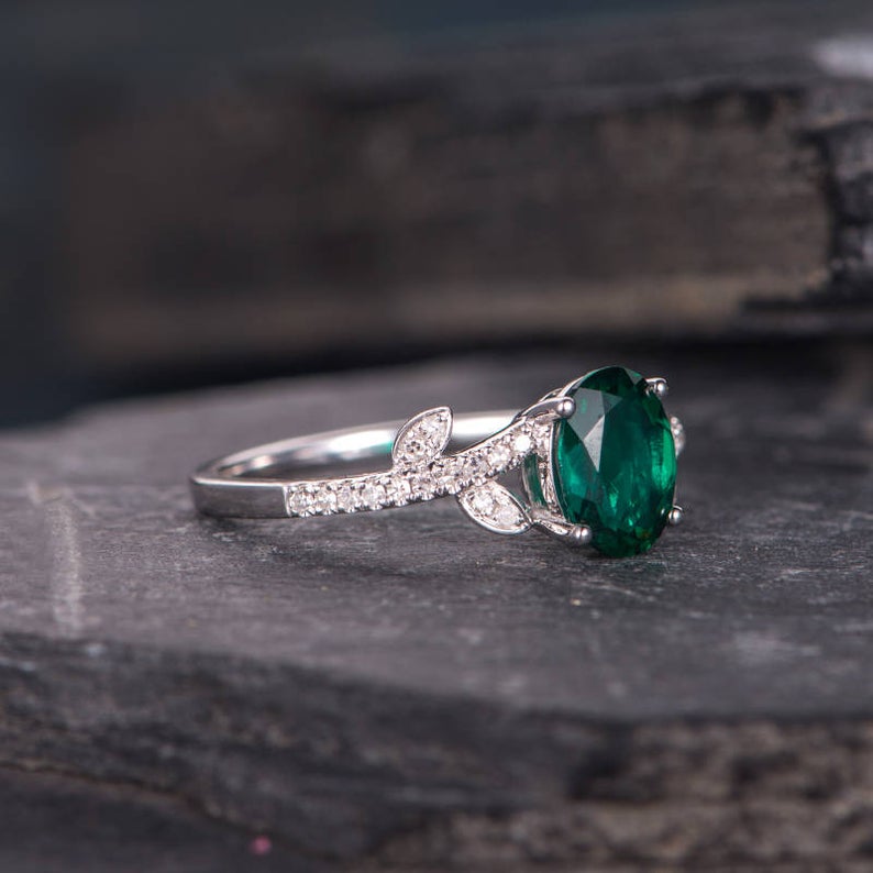 Nature Inspired Emerald Engagement Ring