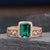 Vintage Inspired Emerald Bridal Ring Set, Emerald Cut