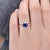 Vintage Bridal Ring Set, Round Cut Blue Sapphire