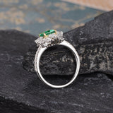 Emerald & Moissanite Cocktail Ring, Vintage Inspired