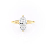 Marquise Cut Moissanite Engagement Ring With Hidden Halo