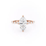 Marquise Cut Moissanite Engagement Ring With Hidden Halo