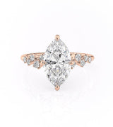 Marquise Cut Moissanite With Hidden Halo And Side Stones