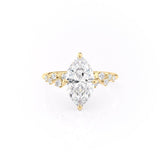 Marquise Cut Moissanite With Hidden Halo And Side Stones