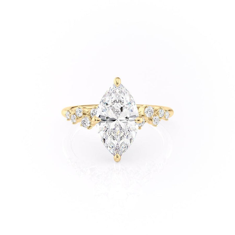 Marquise Cut Moissanite With Hidden Halo And Side Stones
