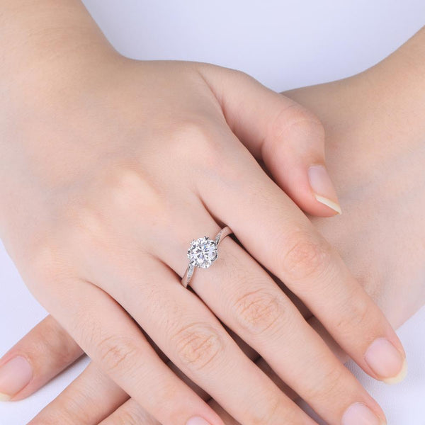 Moissanite Engagement Rings Silver 925 Flawless Moissanite