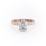OVAL CUT MOISSANITE STONE SET SHOULDERS WITH HIDDEN HALO