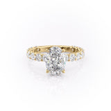 OVAL CUT MOISSANITE STONE SET SHOULDERS WITH HIDDEN HALO