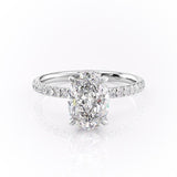 Oval Cut Moissanite Engagement Ring, Hidden Halo