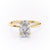 Oval Cut Moissanite Engagement Ring, Plain Band & Hidden Halo