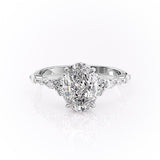 Oval Cut Moissanite Shoulder Set Ring Vintage Desig