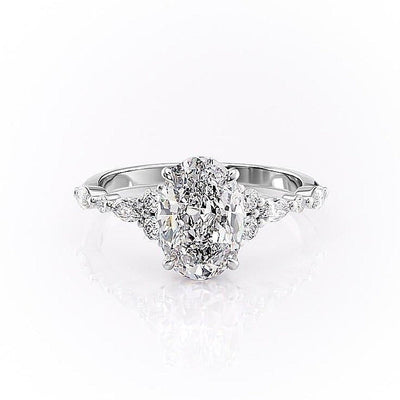 Oval Cut Moissanite Shoulder Set Ring Vintage Desig