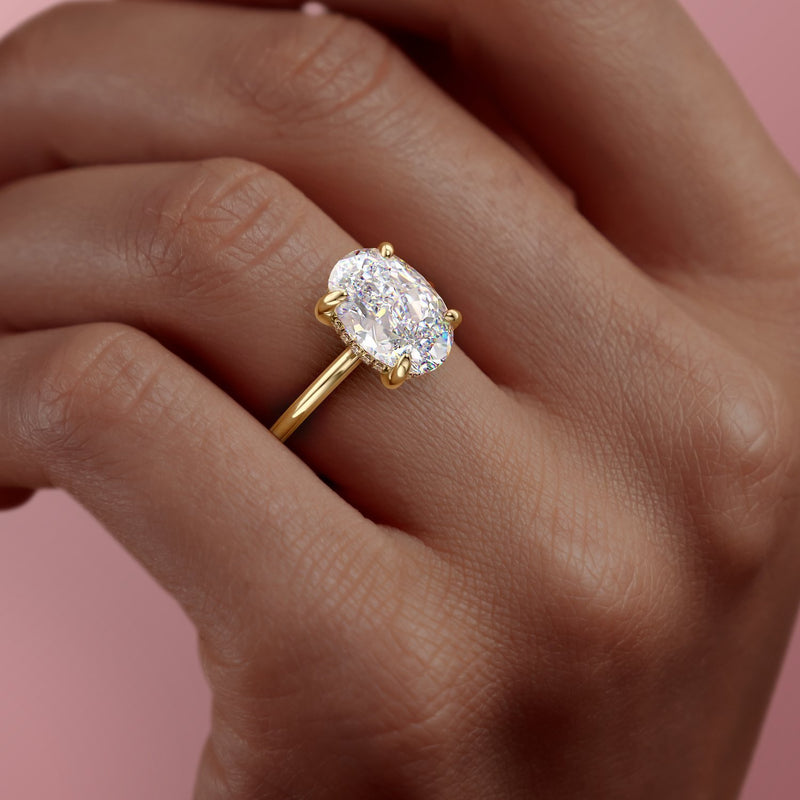 Plain band oval engagement ring sale