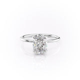 Oval Cut Moissanite Engagement Ring, Plain Band & Hidden Halo