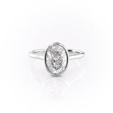 Oval Cut Rubover Moissanite With Hidden Halo
