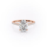 Oval Cut Moissanite Shoulder Set Ring With Hidden Halo