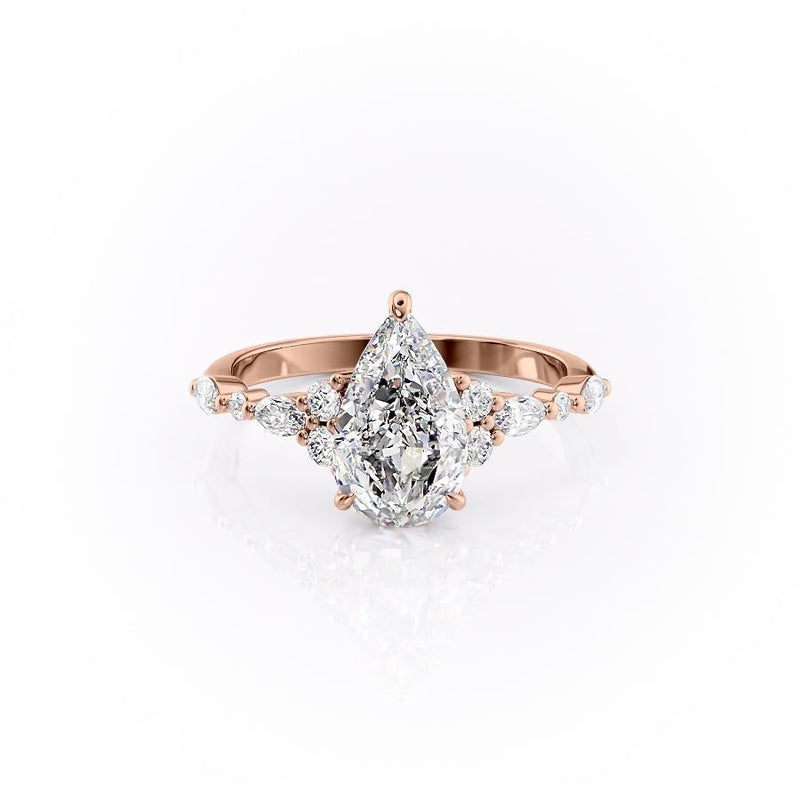 Pear Cut Moissanite Shoulder Set Ring Vintage Design
