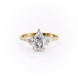 Pear Cut Moissanite Shoulder Set Ring Vintage Design