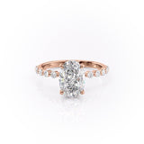 Oval Cut Moissanite Shoulder Set Ring With Hidden Halo