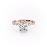 Oval Cut Moissanite Shoulder Set Ring With Block Halo
