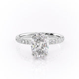Oval Cut Moissanite Shoulder Set Ring With Block Halo