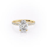Oval Cut Moissanite Shoulder Set Ring With Block Halo