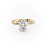 Oval Cut Moissanite Twisted Shoulder Set Ring With Hidden Halo