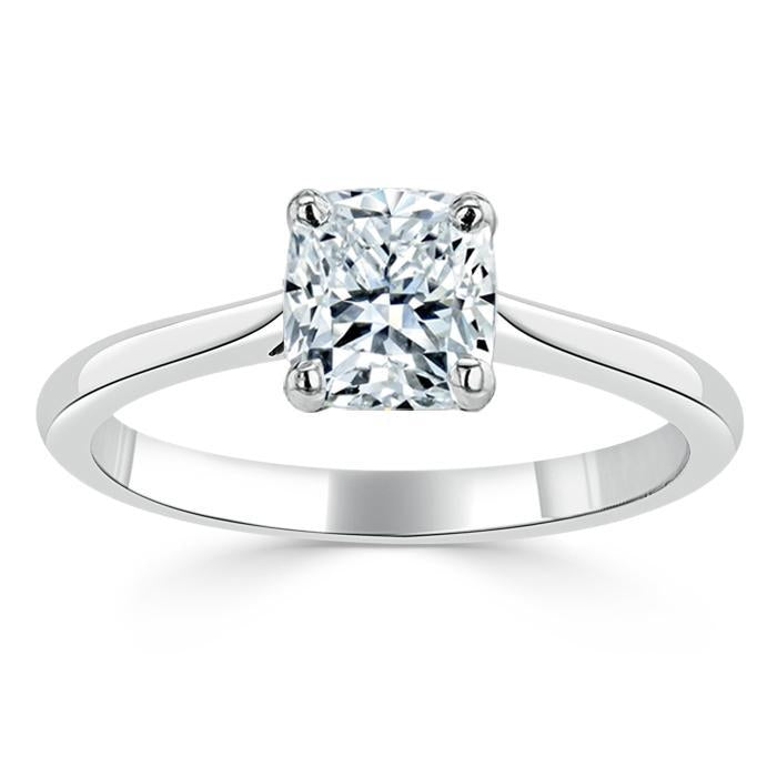 Cushion Cut Moissanite Engagement Ring, Classic Style