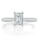 Emerald Cut Moissanite Engagement Ring, Tiffany Style