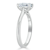 Emerald Cut Moissanite Engagement Ring, Tiffany Style