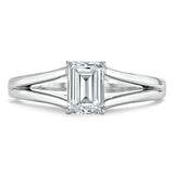 Emerald Cut Moissanite Engagement Ring, Tiffany Style Split Shank