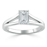 Emerald Cut Moissanite Engagement Ring, Tiffany Style Split Shank