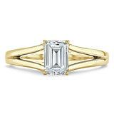 Emerald Cut Moissanite Engagement Ring, Tiffany Style Split Shank